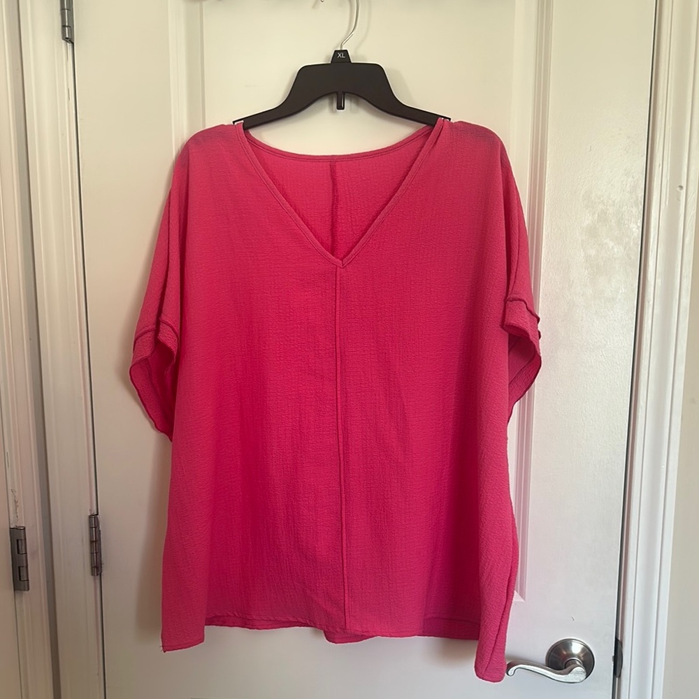 💜Women's Pink V-Neck Blouse